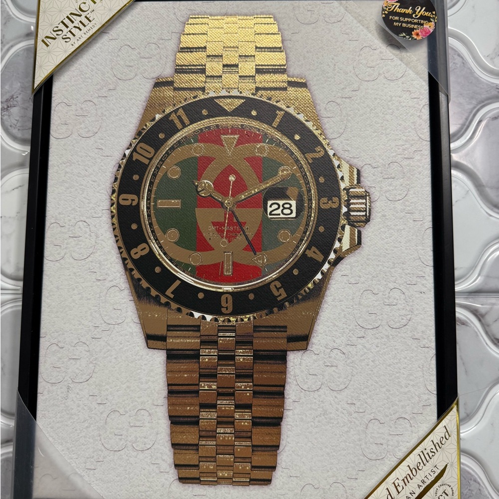 Gold and Black Luxury Sports Watch with Rotating Bezel